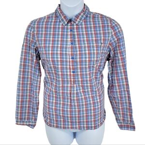 Tommy Hilfiger Womens Plaid Button Down Blue Red Yellow 100% Cotton Size XL